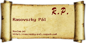 Rasovszky Pál névjegykártya